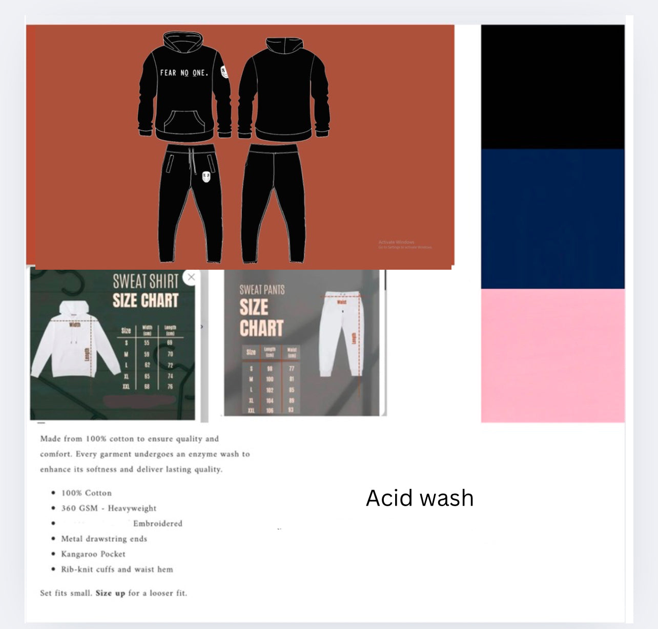 FNO Acid Black Streetwear Sweatsuit Top