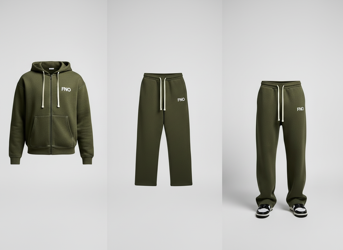 FNO Premium Fleece Sweatsuit – Olive Green