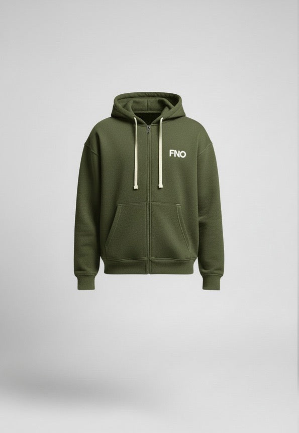 FNO Premium Fleece Hoodie – Olive Green